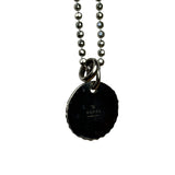 Gucci Sterling Silver Bottle-Cap-Style Enamel Logo Pendant Necklace