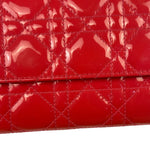 Christian Dior Cannage Red Patent Leather Wallet On Chain