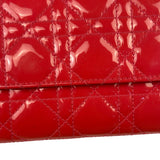 Christian Dior Cannage Red Patent Leather Wallet On Chain