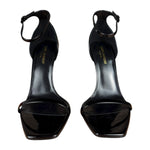 Saint Laurent Glossy Black Gold Logo Heels