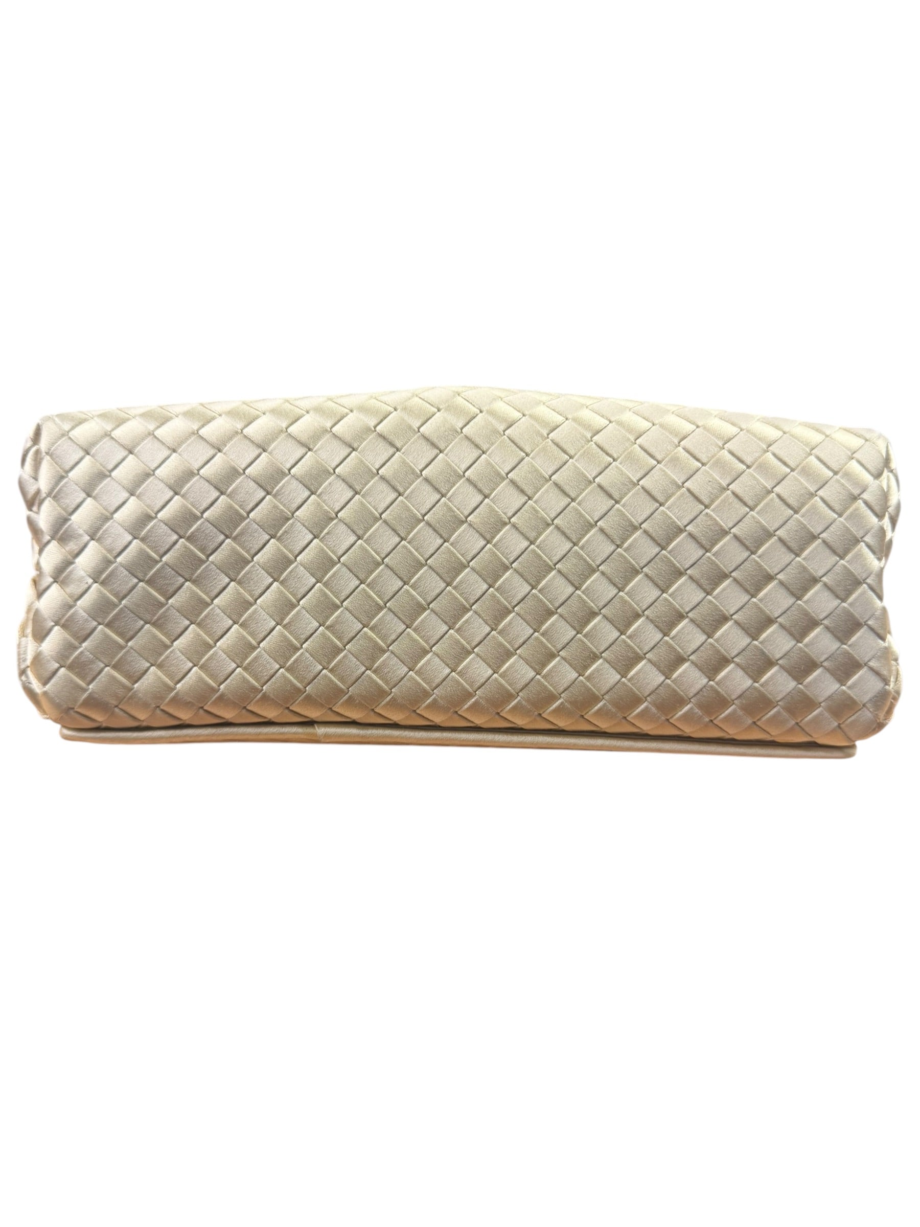 Bottega Veneta Vintage Cream Satin Intrecciato Mini Shoulder Bag