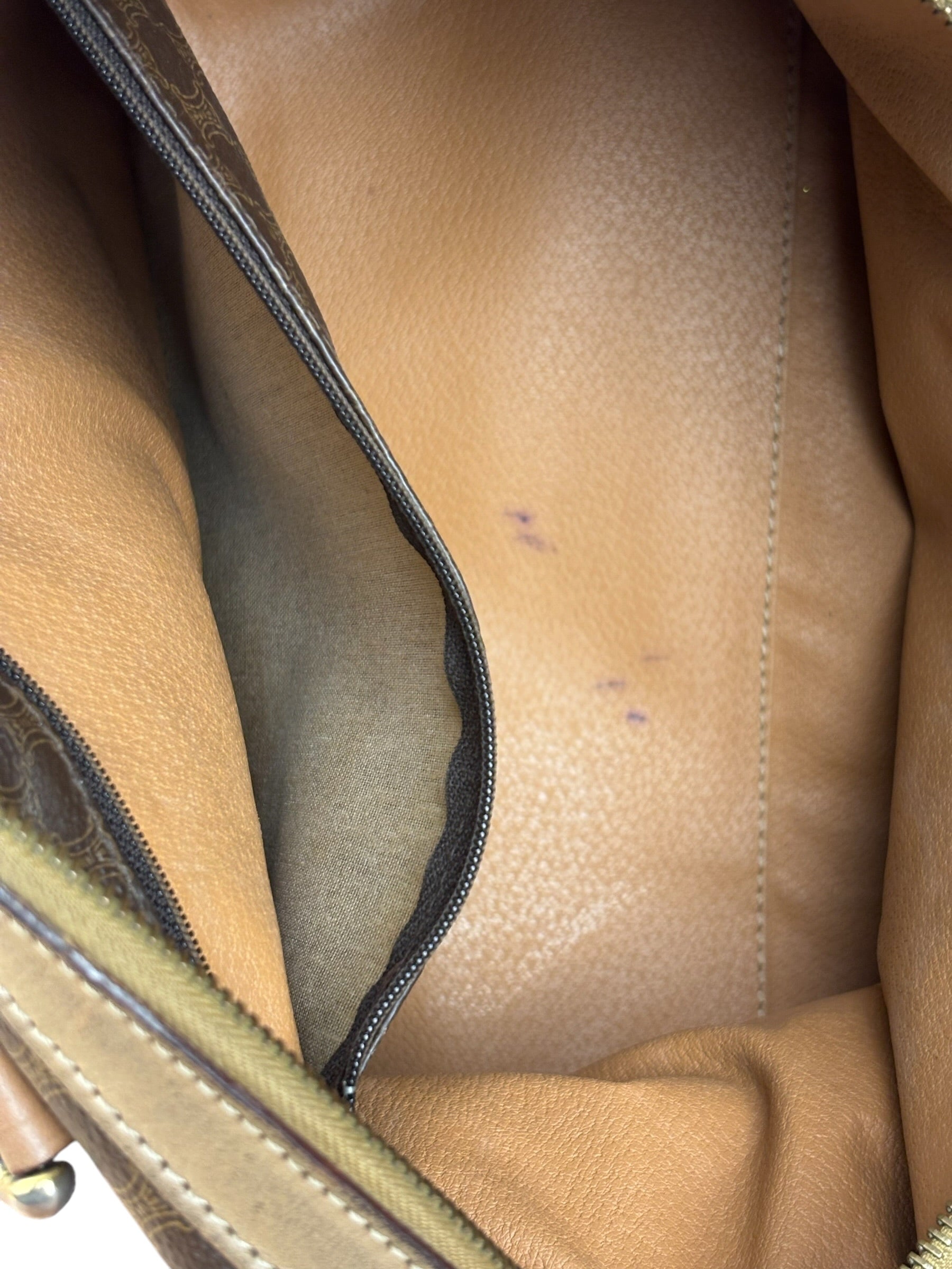 Celine Brown Leather Boston Handbag