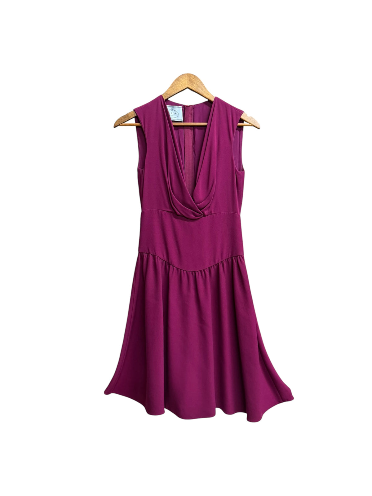 Prada Draped Flare Knee-Length Purple Dress