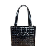 Chanel Glossy Black Patent Leather Chocolate Bar Tote Bag