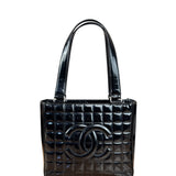 Chanel Glossy Black Patent Leather Chocolate Bar Tote Bag