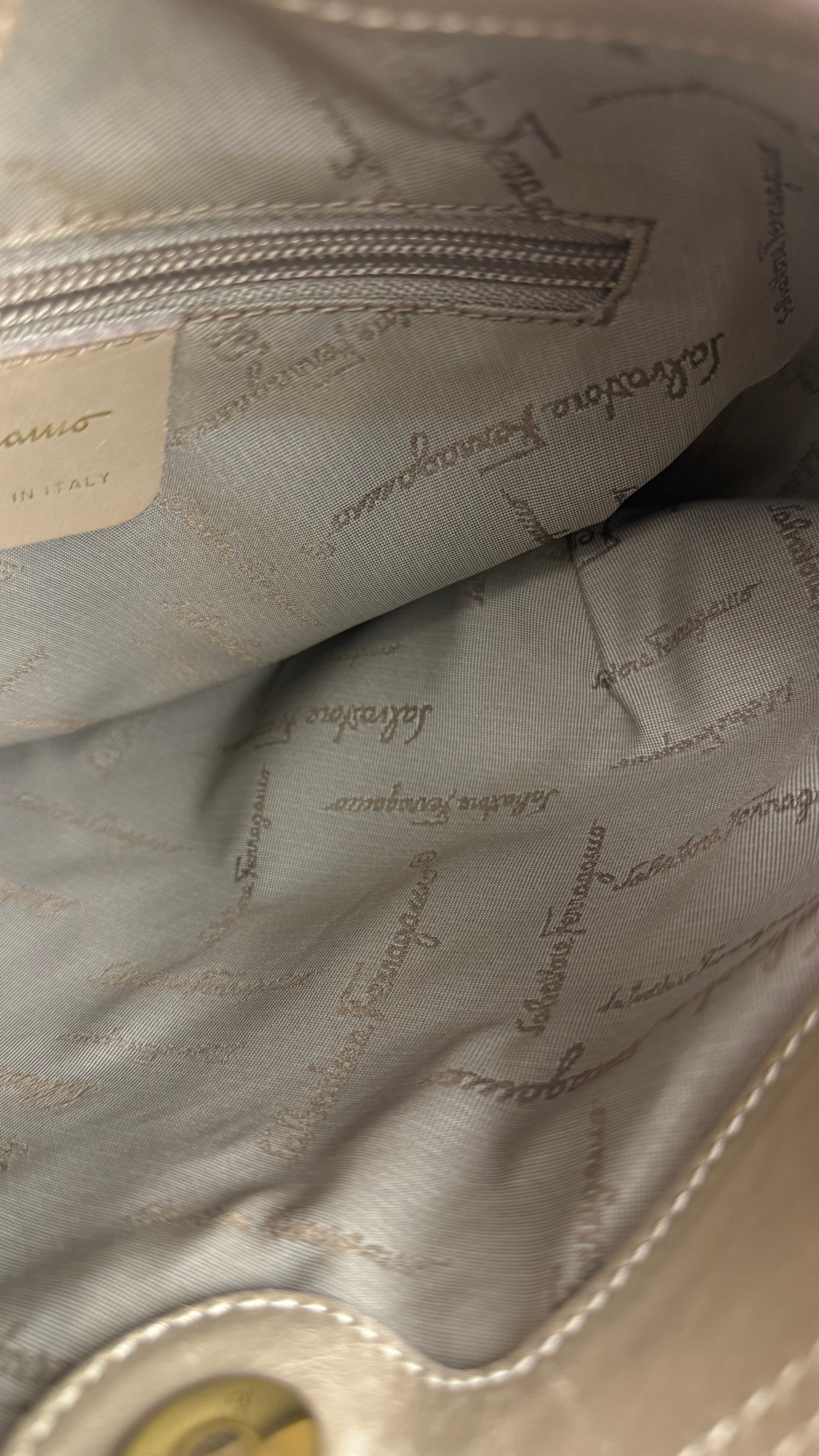 Ferragamo Vintage Beige Suede Hobo Shoulder Bag