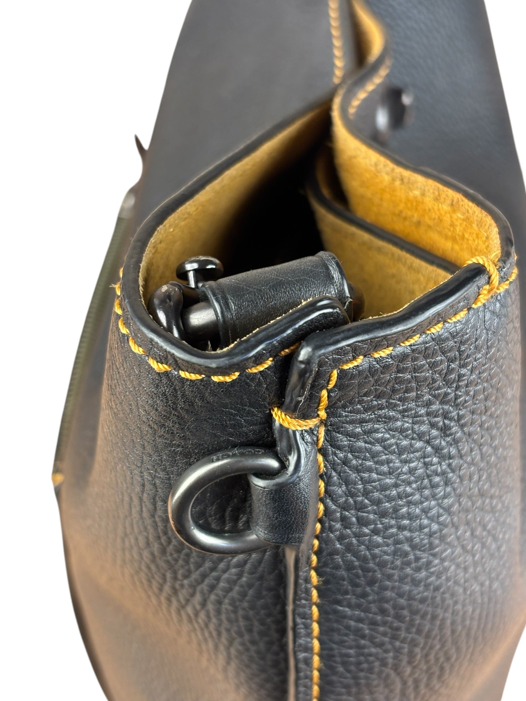Coach Pebbled Leather Shoulder Bag Black Turn-Lock