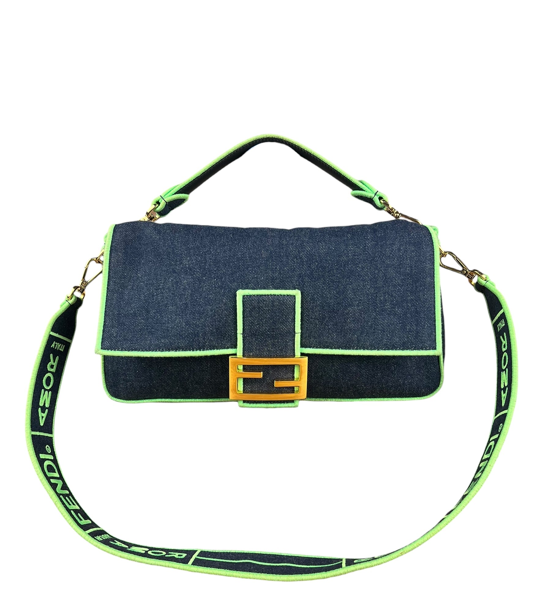 Fendi Denim Baguette NM 2Way Handbag