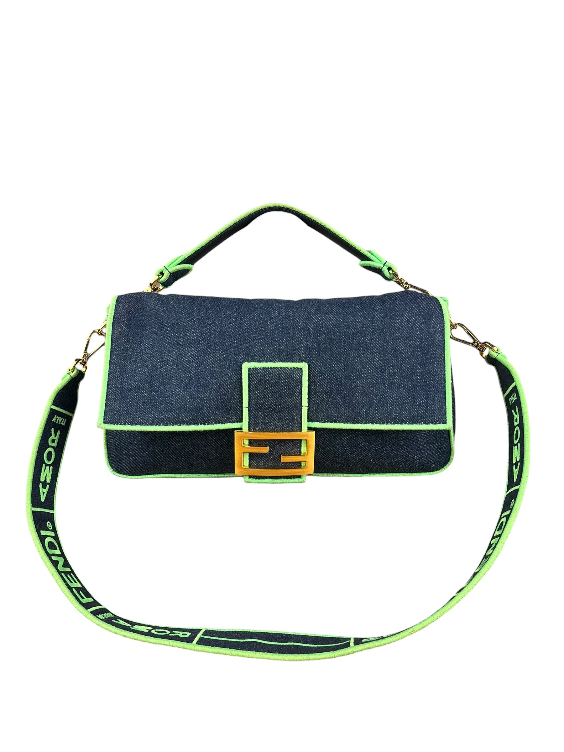 Fendi Denim Baguette NM 2Way Handbag