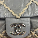 Chanel Grey Leather Ultra Stitch Classic Flap Shoulder Bag 1990