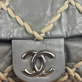 Chanel Grey Leather Ultra Stitch Classic Flap Shoulder Bag 1990