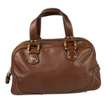 Gucci Tan Brown Leather Bamboo Handle Boston Bag