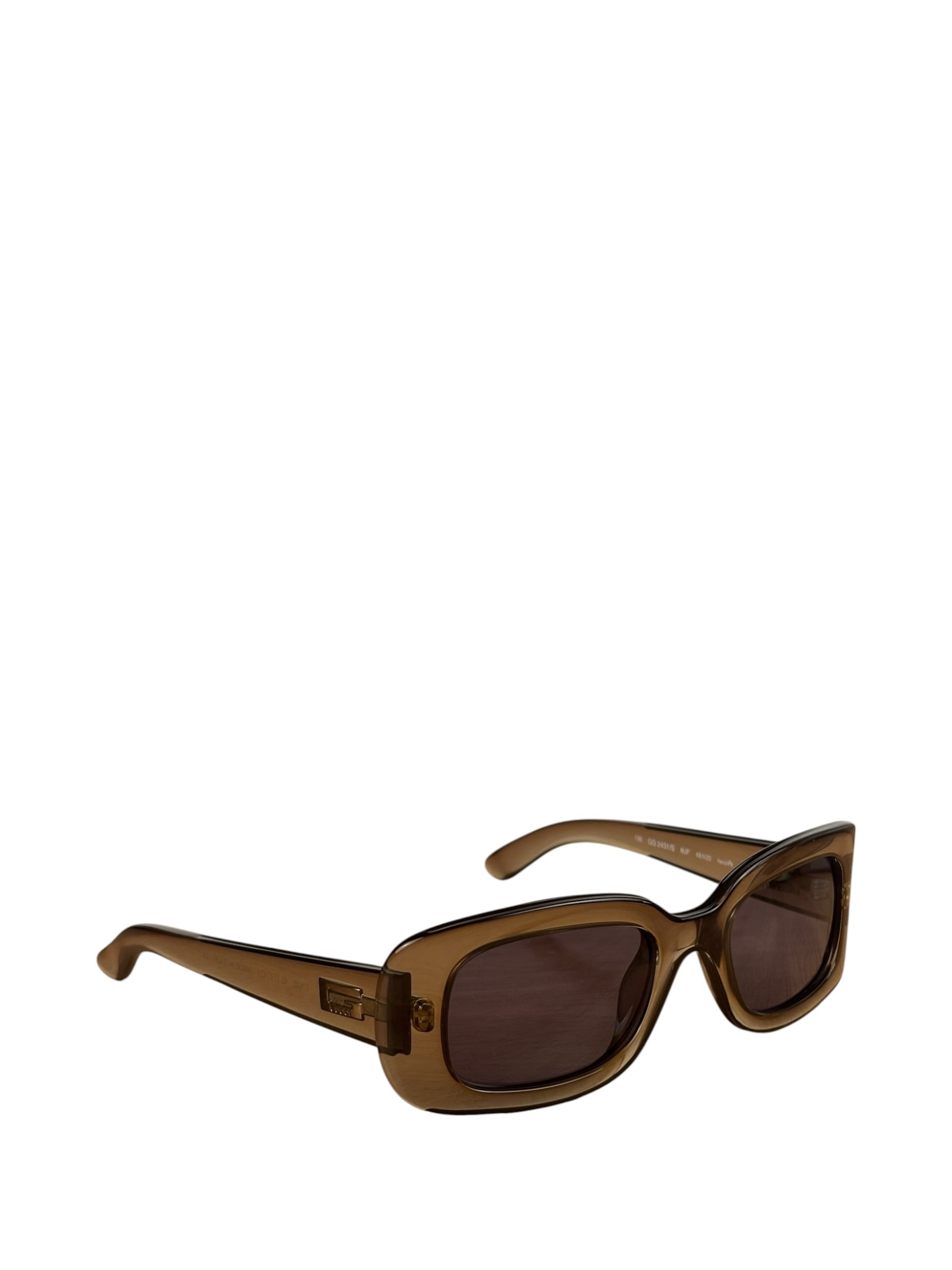 Gucci Translucent Grey Rectangular-Framed Sunglasses
