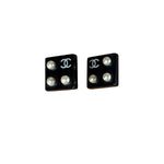 Chanel Black Resin FauxPearl Clip-On Earings