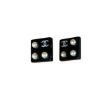 Chanel Black Resin FauxPearl Clip-On Earings