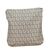 Fendi Pastel Pink Leather Trim Zucca Flap Vitello Tube Messenger Bag
