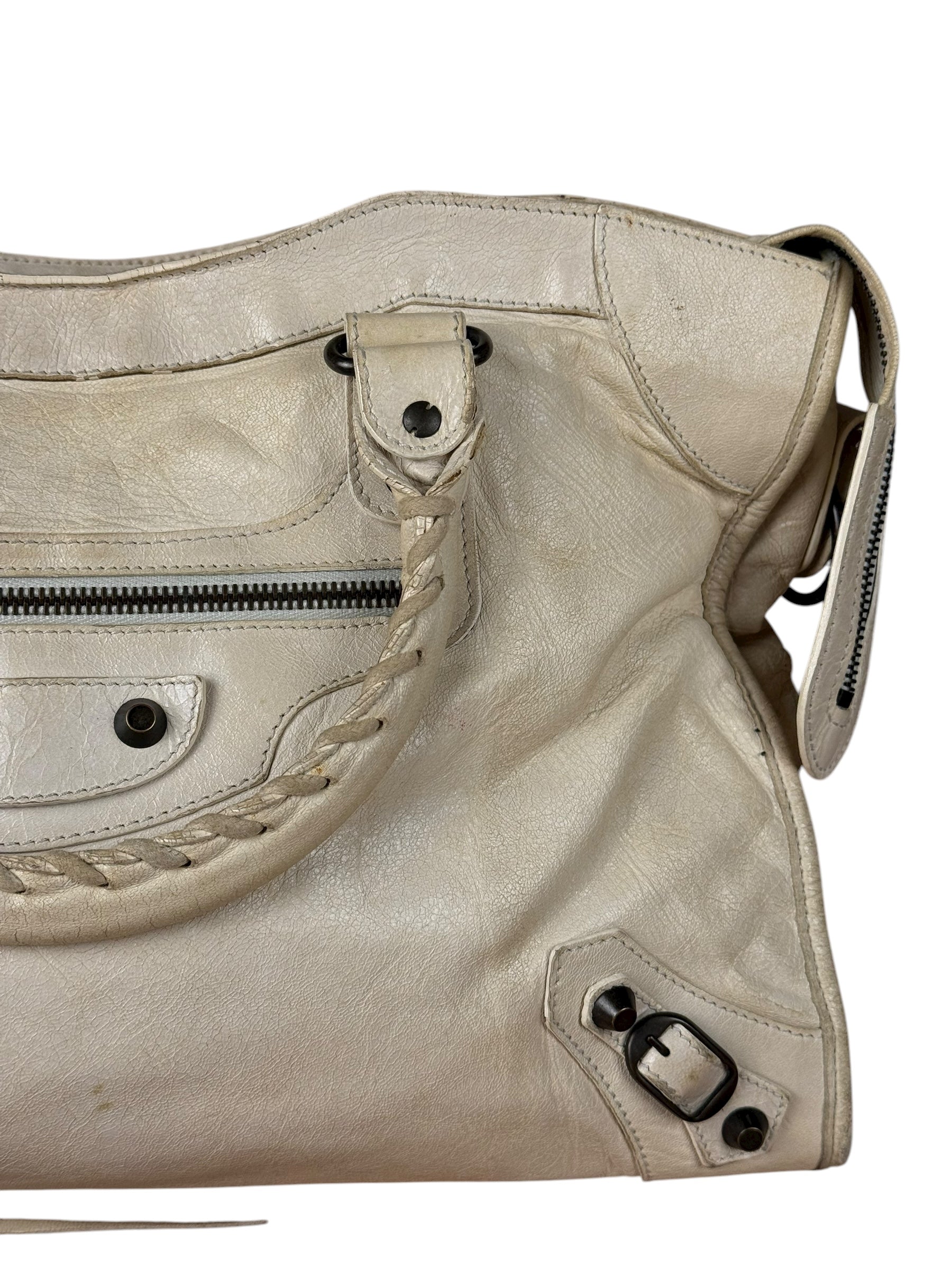 Balenciaga Ivory Leather Classic City Bag