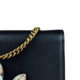 Gucci GG Crystal Embellished Black Leather Wallet on Chain Bag