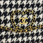 Chanel Houndstooth Tweed Heart Chain Flap Bag 2024