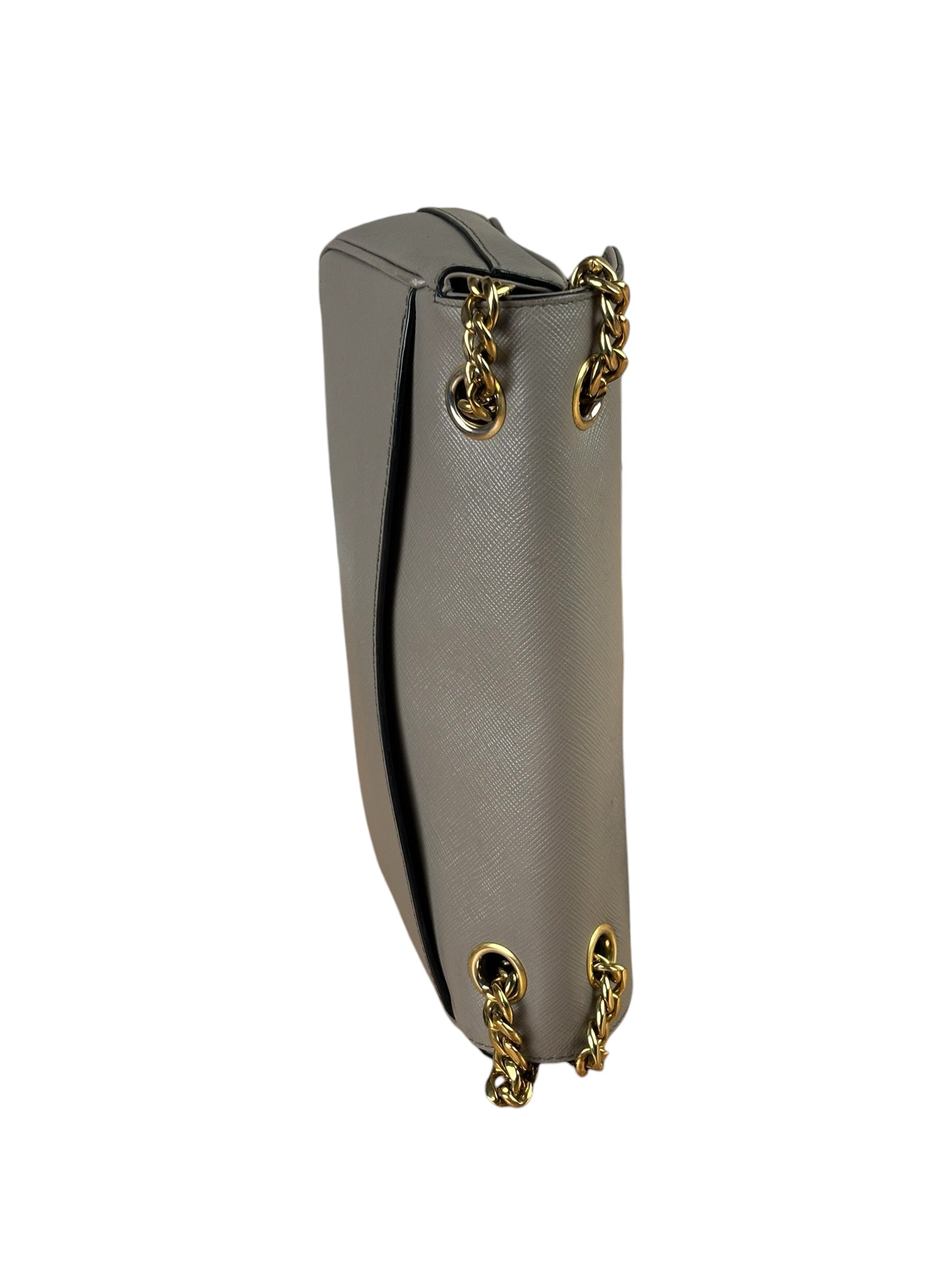 Prada Grey Saffiano Leather Cuir Pattina Crossbody