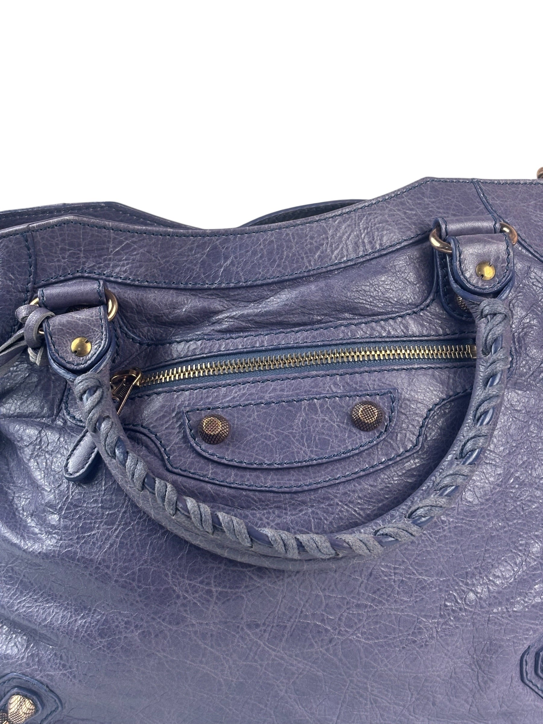 Balenciaga Purple Leather City Two-Way Bag