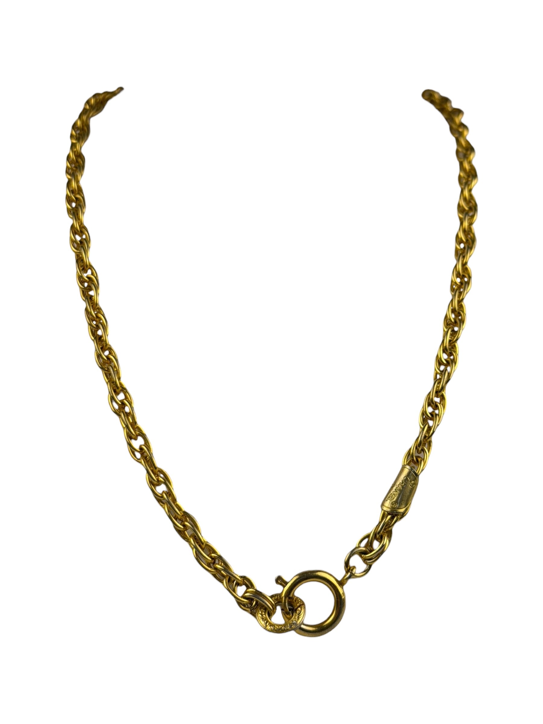 Chanel Vintage CC Gold-Plated Pendant Costume Necklace