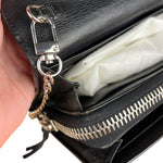 Balenciaga Black Leather Flap Wallet on Chain Bag