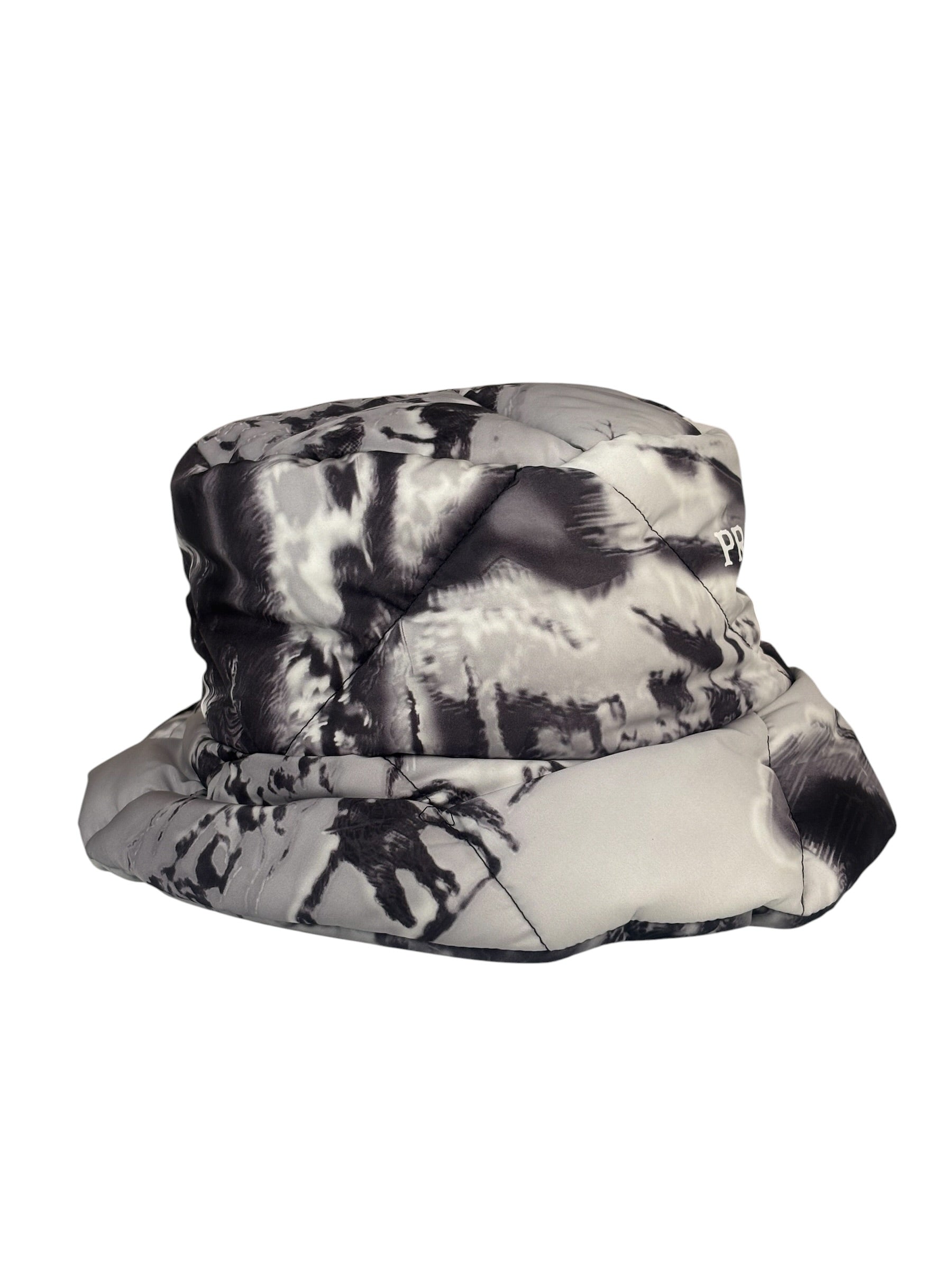 Prada Grey/Black Padded Re-Nylon Bucket Hat
