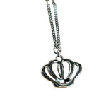 Christian Dior Vintage Crown Rhinestone Pendant Logo Necklace