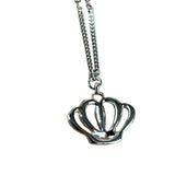 Christian Dior Vintage Crown Rhinestone Pendant Logo Necklace
