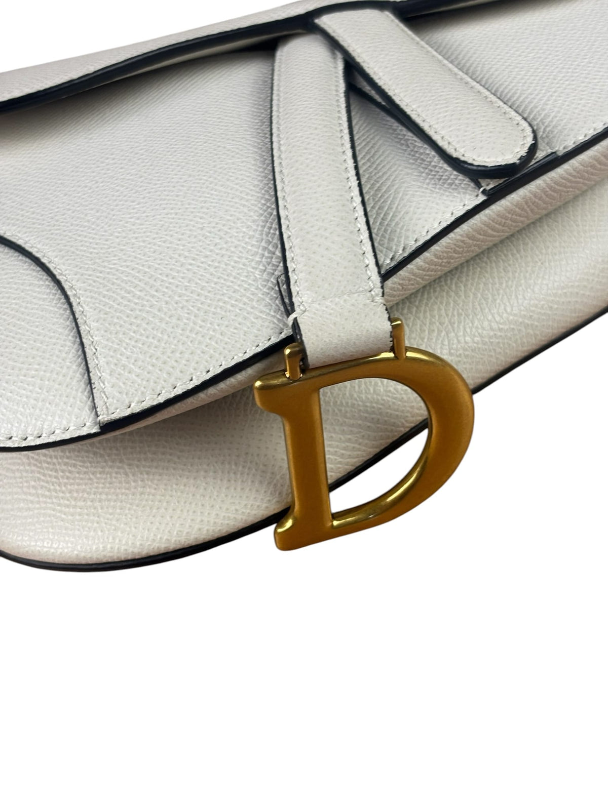 Christian Dior White Leather Saddle Handbag
