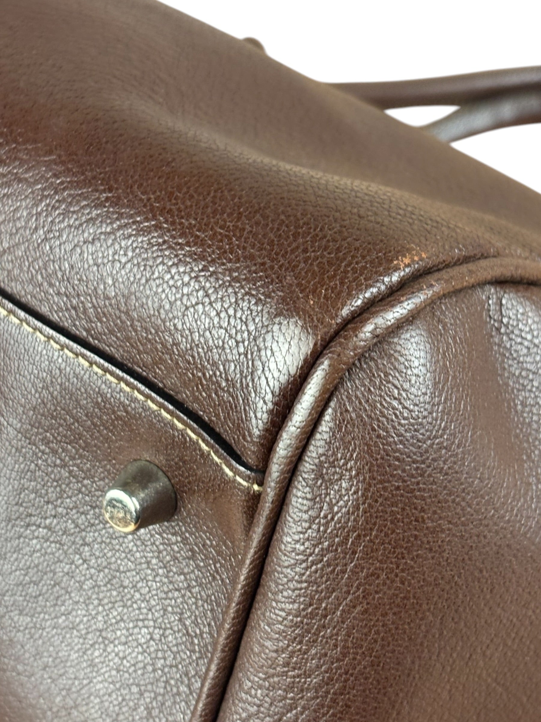 Prada Brown Leather Madras Cerniera Doctor Handbag