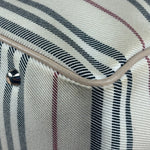 Burberry Multi-Color Leather Trim Striped Canvas Tote Bag