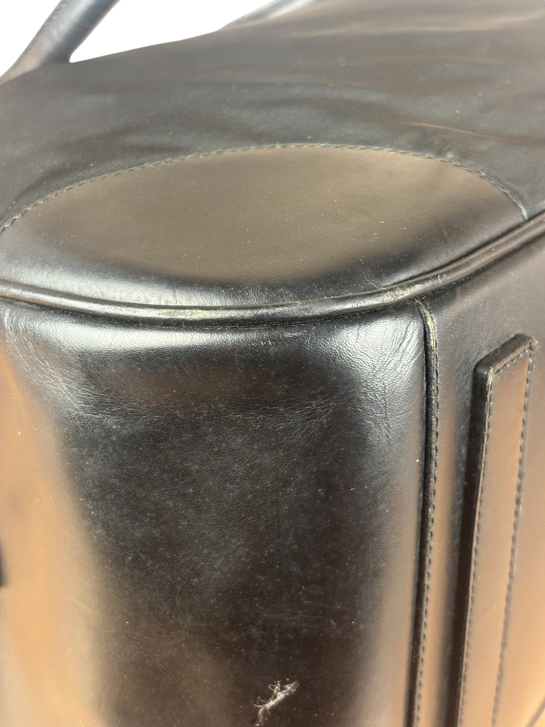 Prada Black Leather Tessuto Nylon Bowler Bag