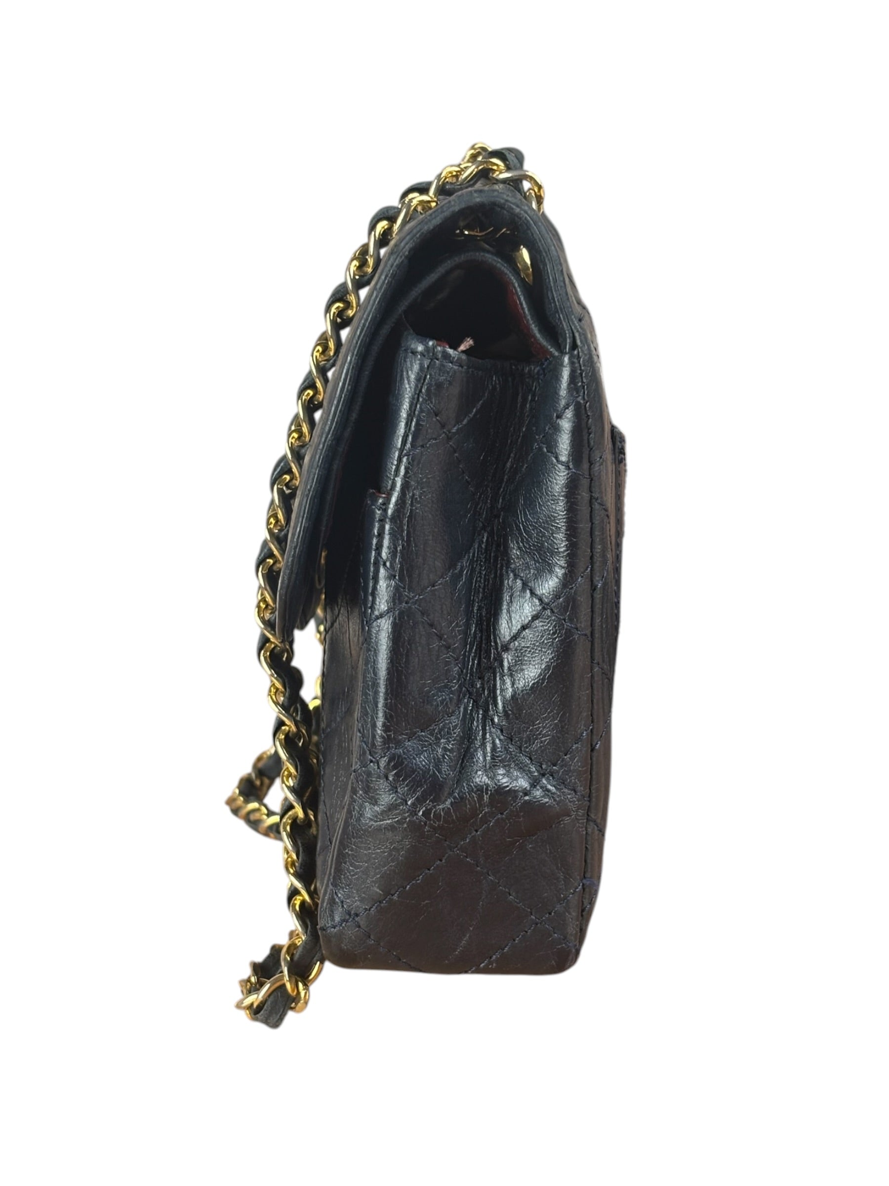 Chanel Dark Navy Quilted Leather Two-Toned CC Double Flap Bag '86-'88