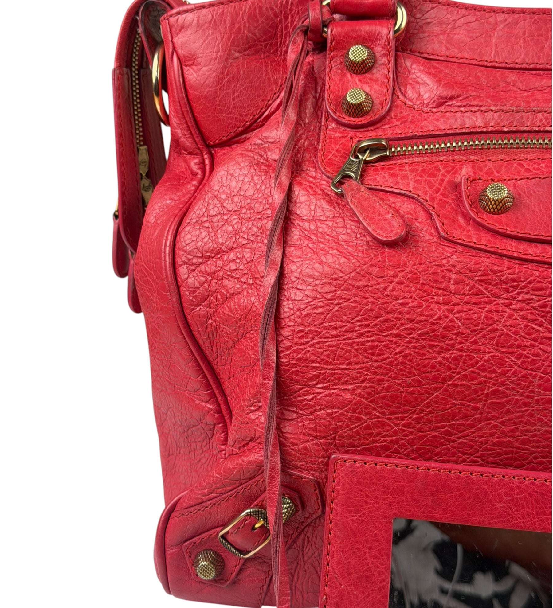 Balenciaga Red Calfskin Rouge Le City Bag
