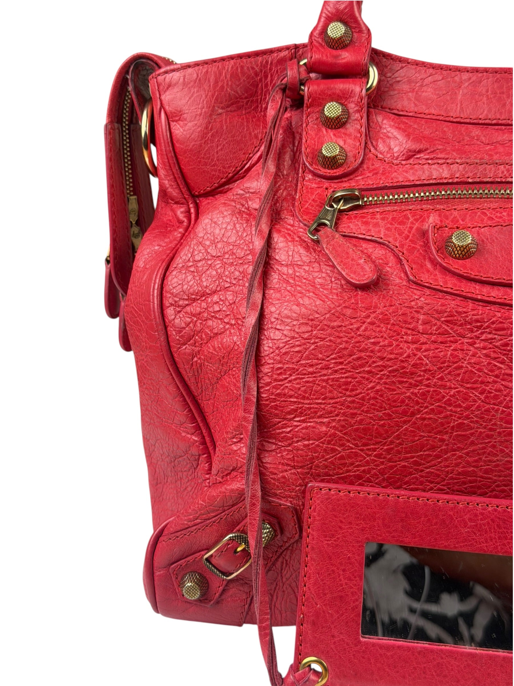 Balenciaga Red Calfskin Rouge Le City Bag