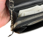 Balenciaga Black Leather Flap Wallet on Chain Bag