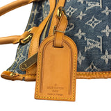 Louis Vuitton Denim Leather Trim Monogram Flat Tote Bag