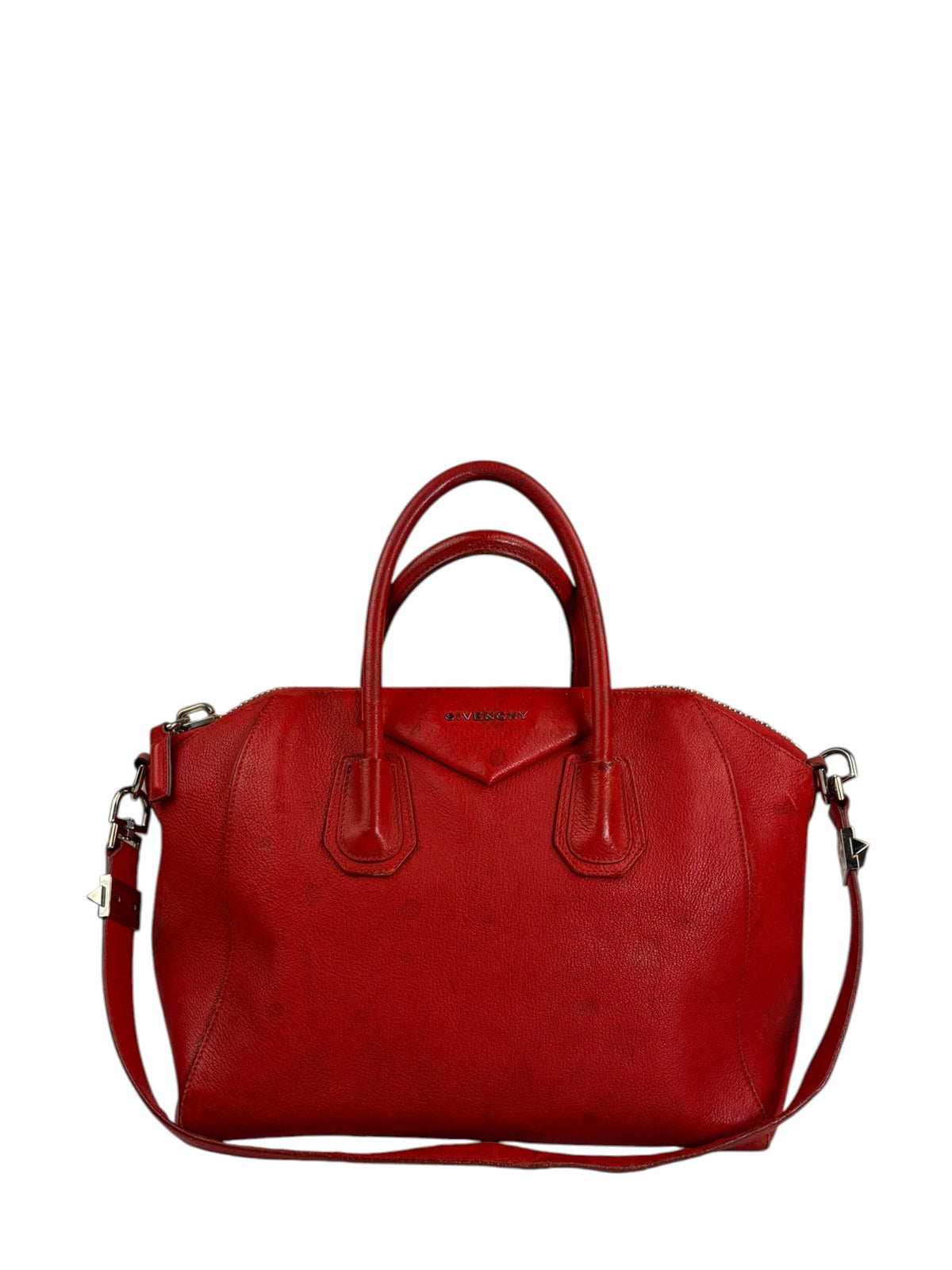 Givenchy Red Glazed Leather Medium Antigona Two-Way Bag