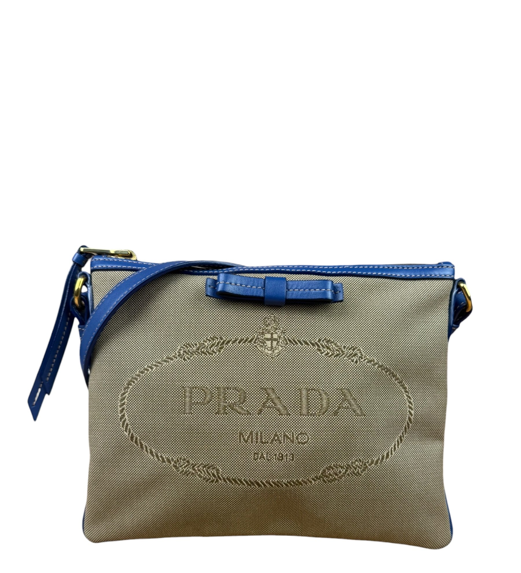 Prada Beige/Blue Jacquard Crossbody Bag