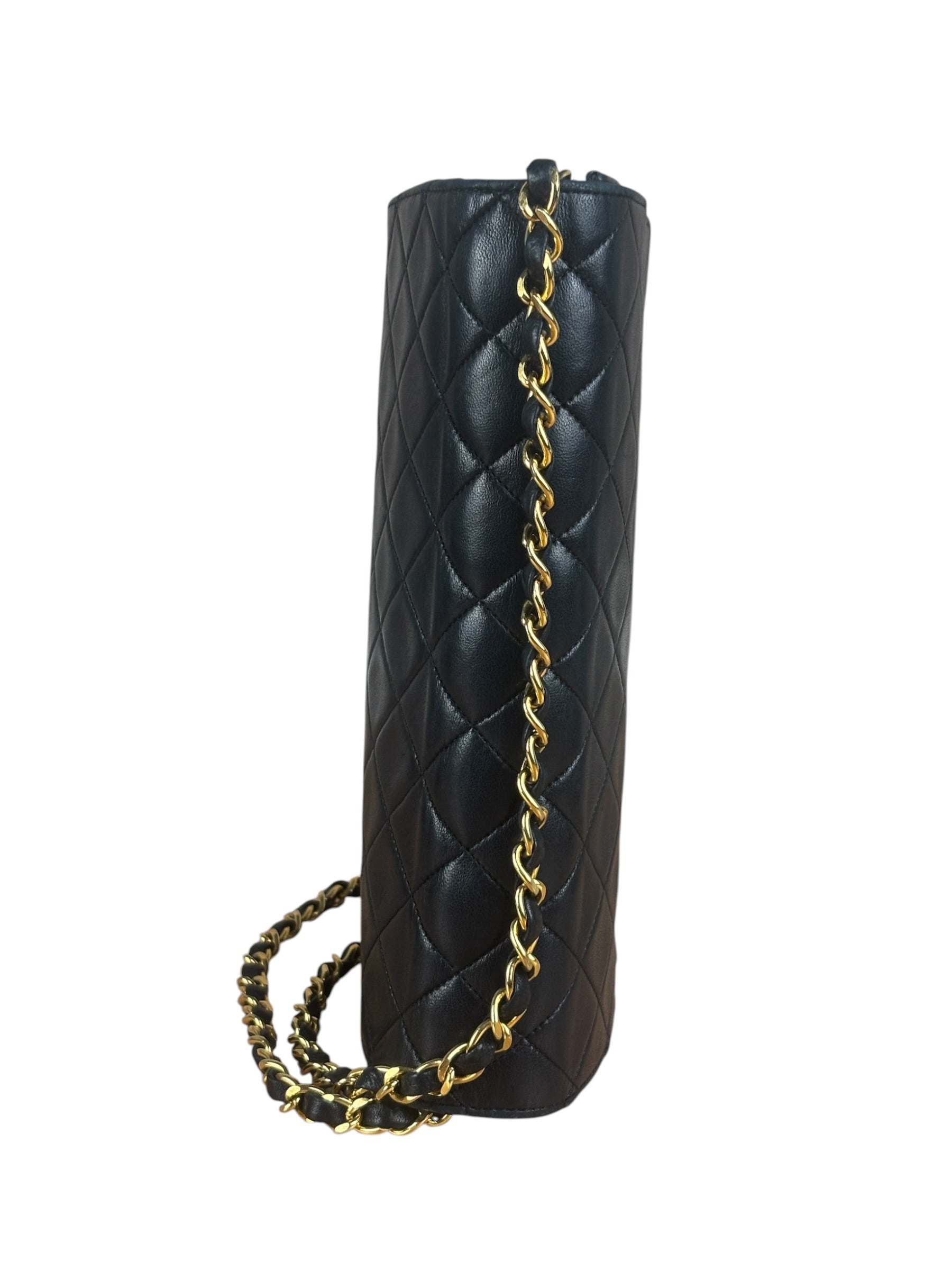 Chanel Black CC Quilted Leather Chain Flap Bag 90s