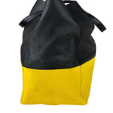 Celine Yellow/Black Leather Horizontal Cabas Tote