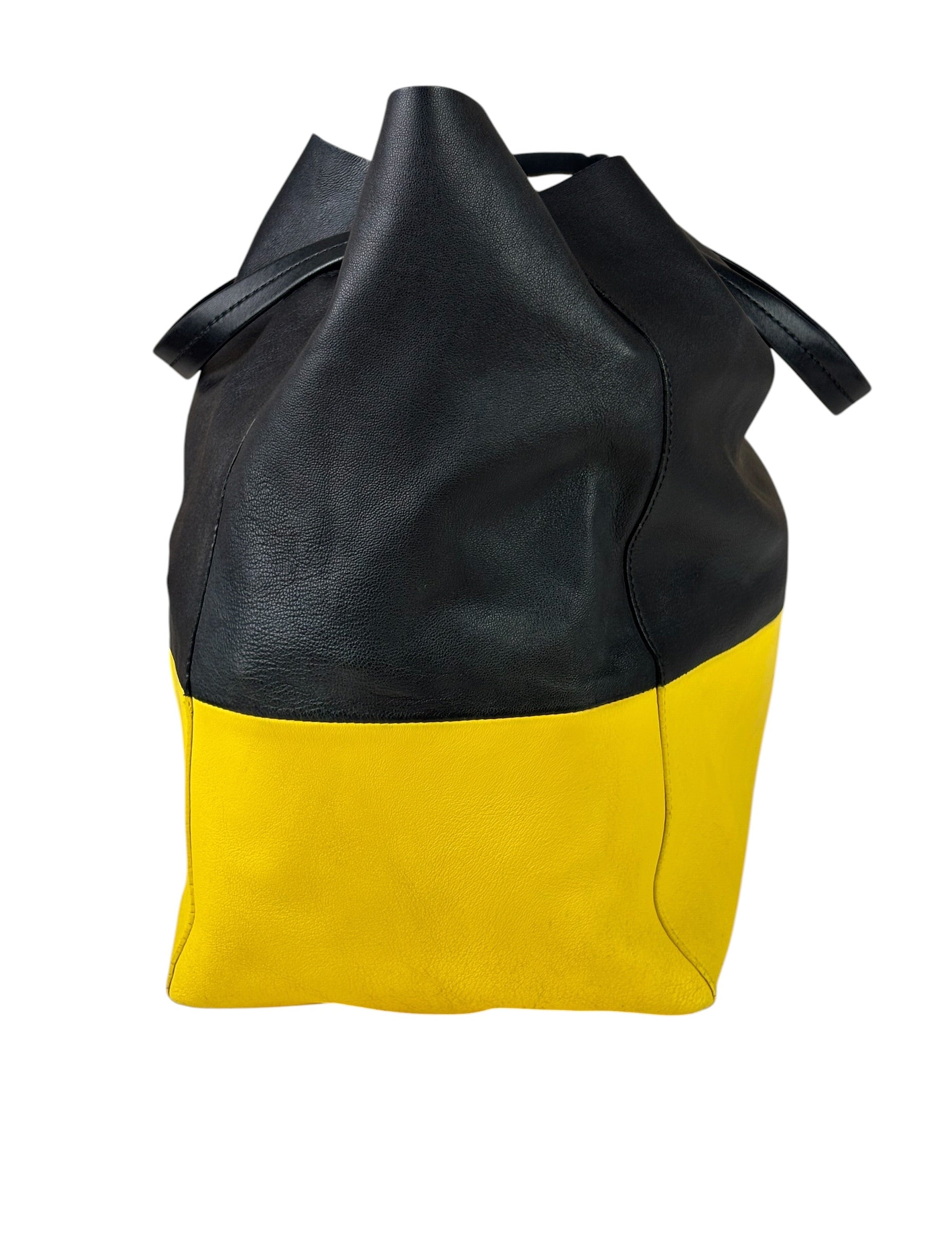 Celine Yellow/Black Leather Horizontal Cabas Tote