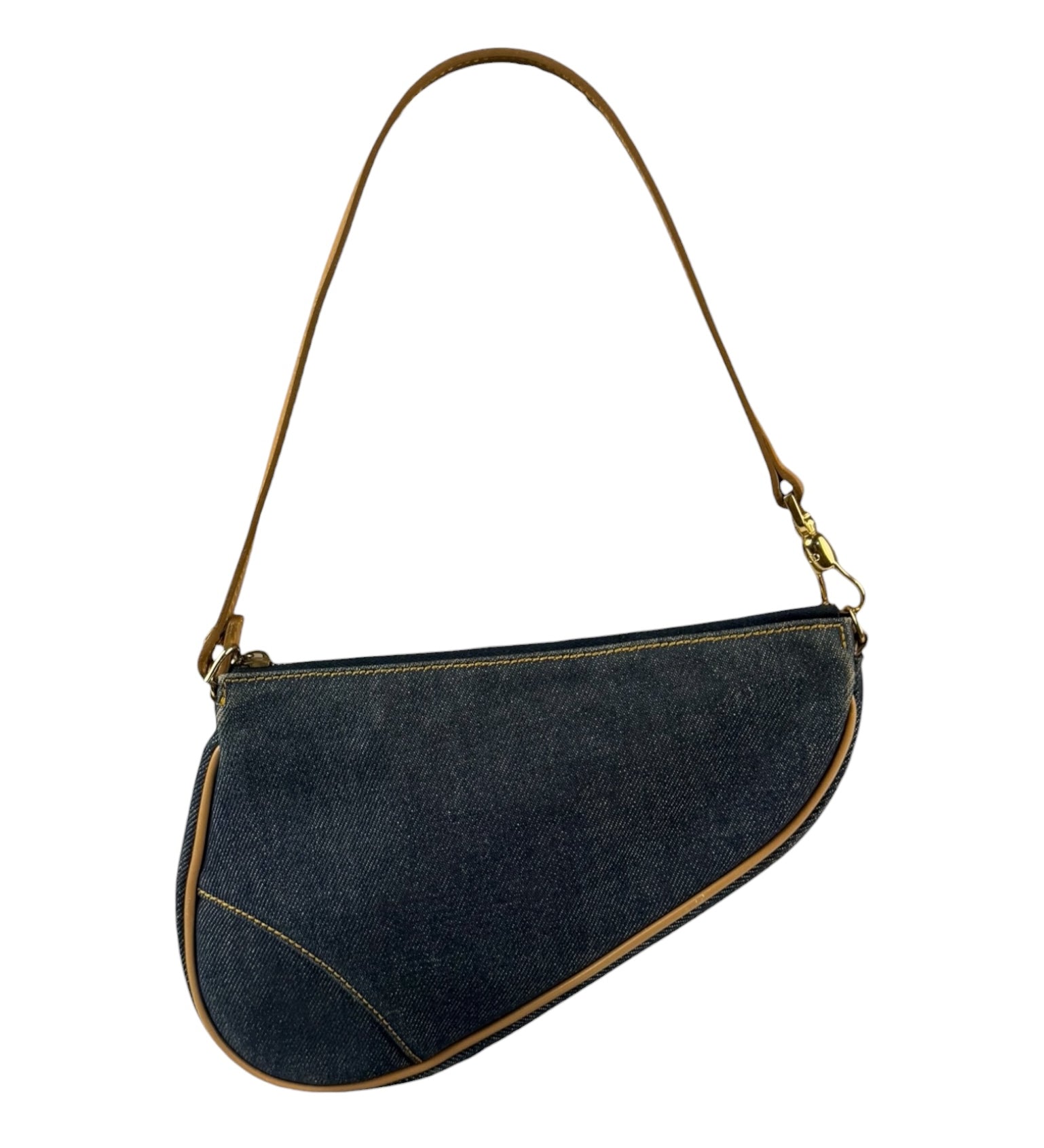 Christian Dior Denim Beige Leather Mini Saddle Pochette