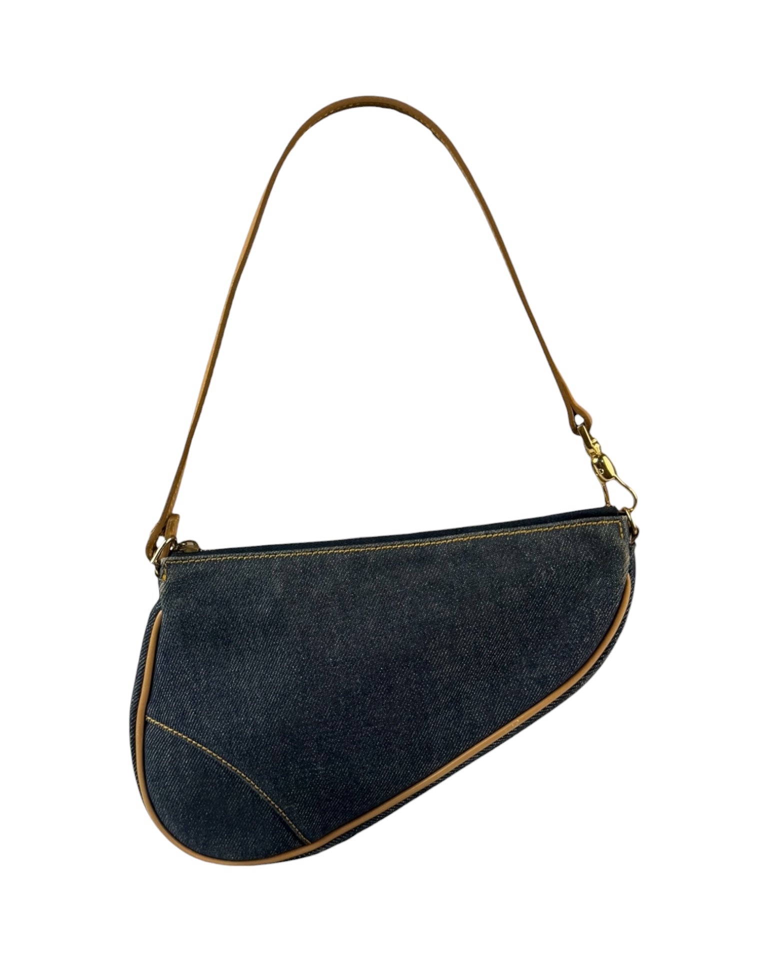 Christian Dior Denim Beige Leather Mini Saddle Pochette