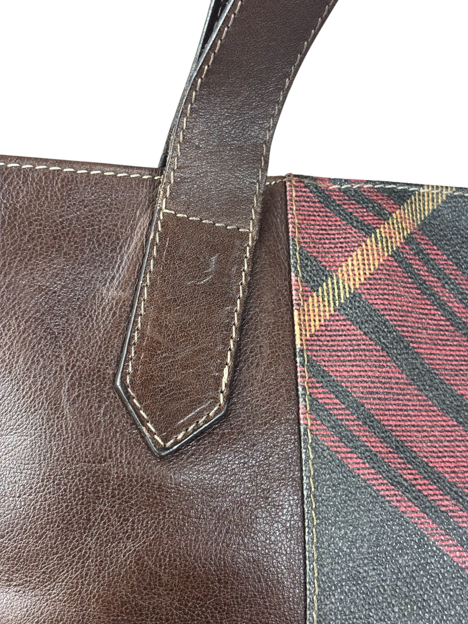 Vivienne Westwood Brown Leather Tartan Shoulder/Tote Bag