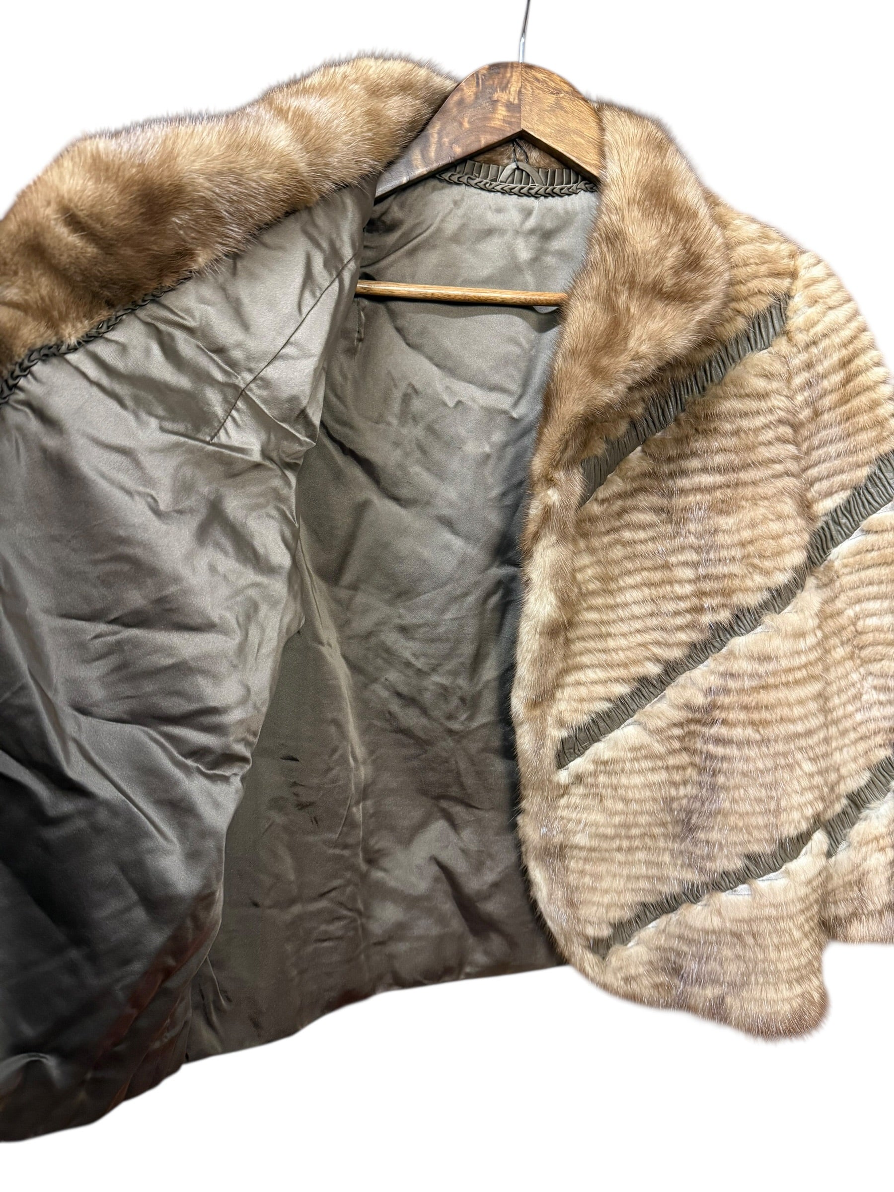 Vintage Brown Leather Lined Fur Coat