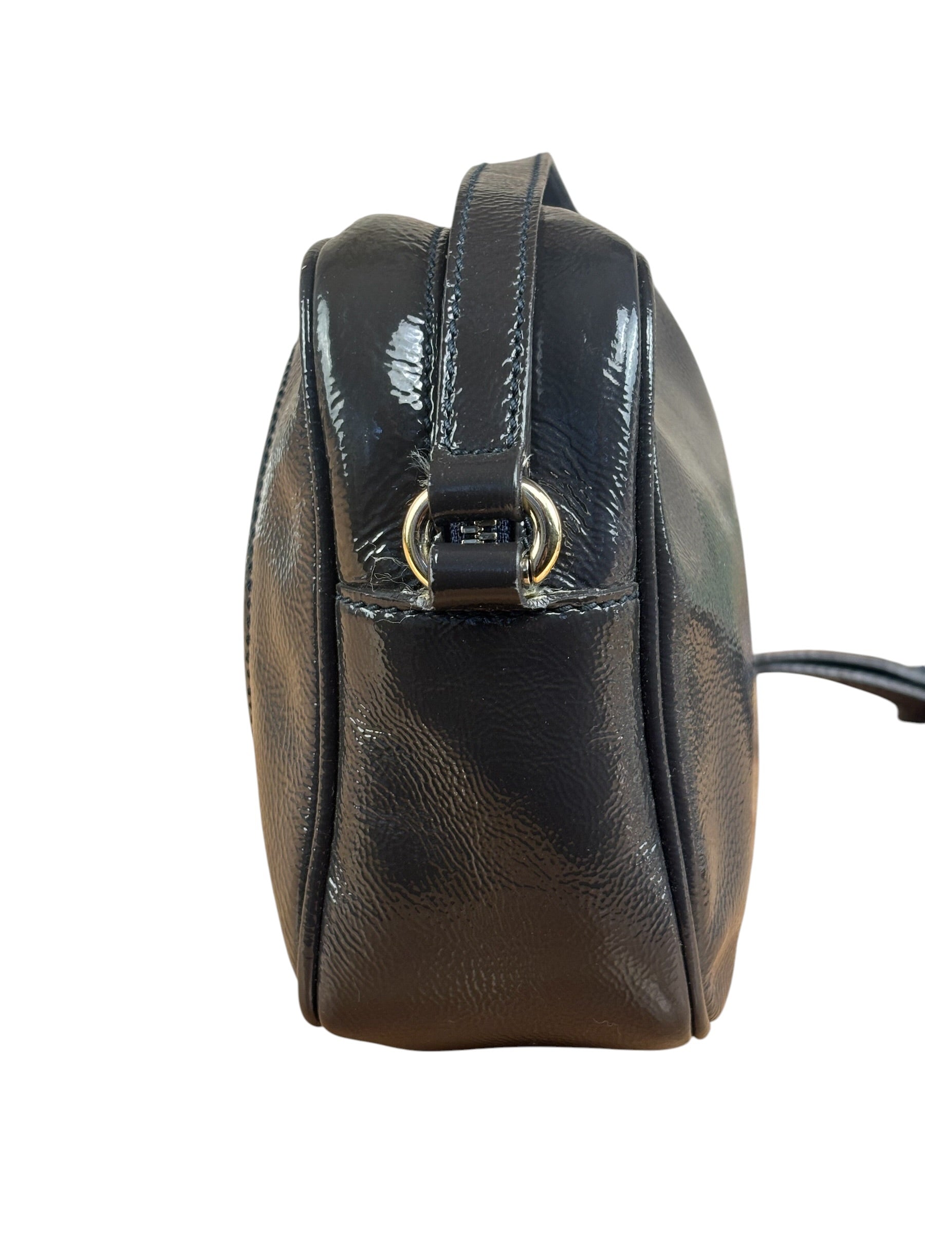 Gucci Glossy Grey Patent Leather Soho Disco Crossbody Bag