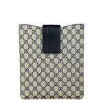 Gucci Navy Blue Leather Trim Coated GG Supreme iPad Case